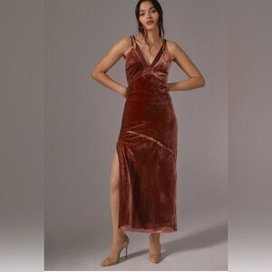 Anthropologie Velvet V-neck Mulberry Dress Size 4